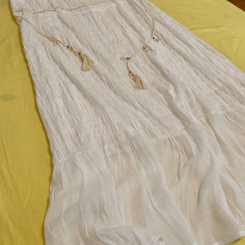 Long dress new, white, size M 38 10, cotton with viscose lining