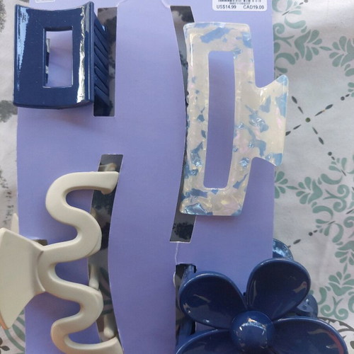 Hair clip set new, beige and blue