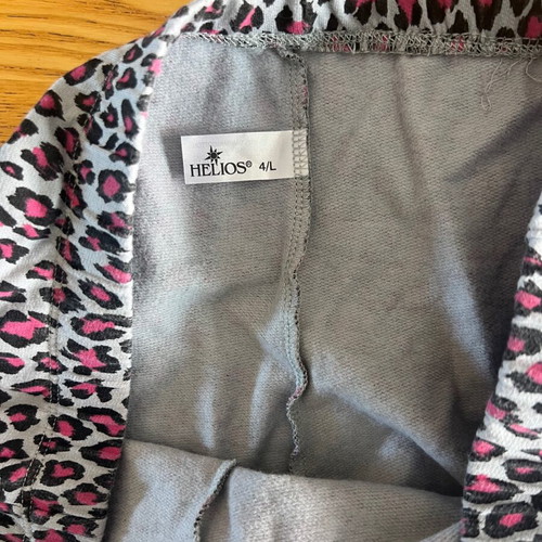 Helios women's pyjama pants, leopard print fuchsia and grey, size Large