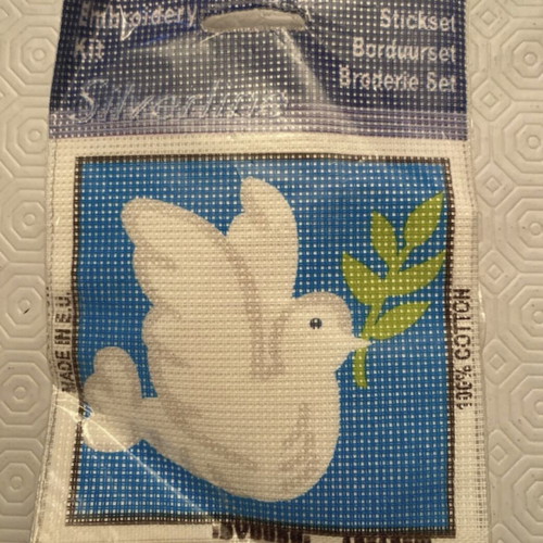 Cross stitch kit new with white dove design 12x12cm