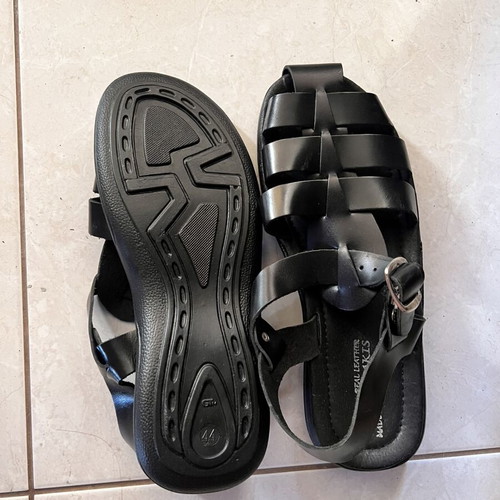 Klimatsakis leather sandals size 44 new, black