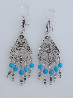 Silver 925 earrings used with turquoise beads