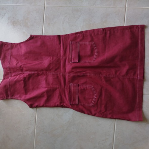 Red denim dress short M/L size like new, elastic fabric