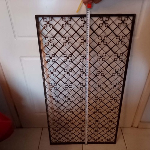 Antique wrought iron grille 1880-1930 used, wooden double door