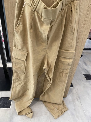 Linen loose fit summer pants beige camel, new