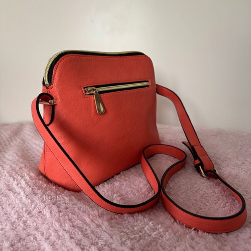 Coral leather crossbody shoulder bag like new