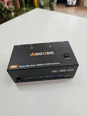 AOOCOO KVM203DH KVM суич για 2 υπολογιστές σε 3 οθόνες, USB 3.0, 8K@60Hz