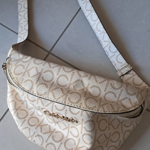 Calvin Klein crossbody bag, white and beige with logo detail