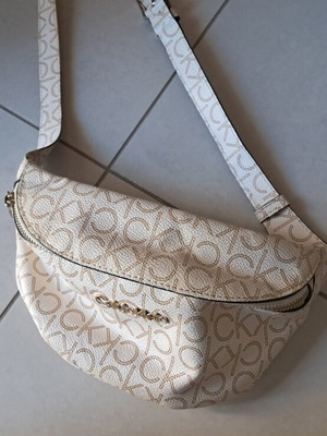 Calvin Klein crossbody bag, white and beige with logo detail
