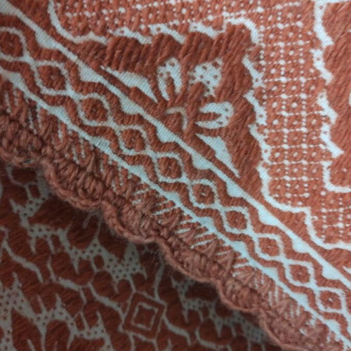 Wool blanket like new with handmade lace, approx. 2.3x1.7m