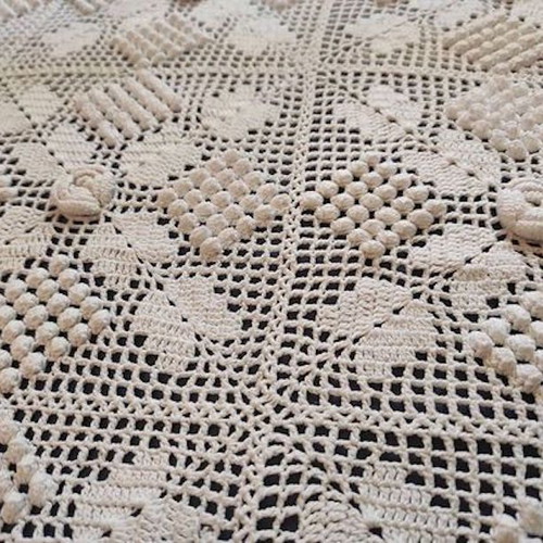 Handmade crocheted blanket used