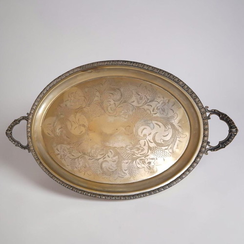 Decorative metal tray used with handles 61x41 cm
