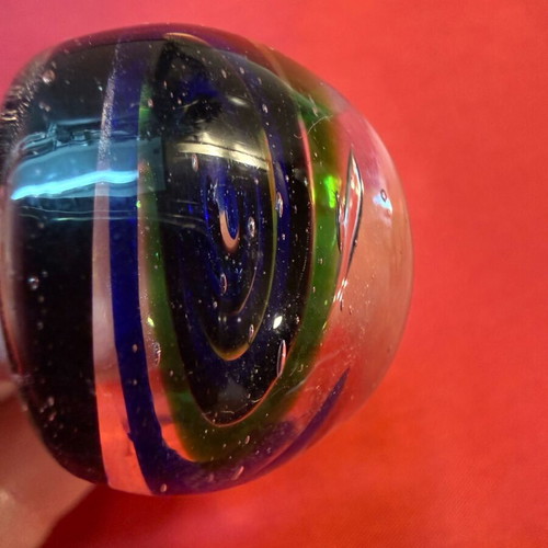 Glass ring like new, multicolored, round statement style
