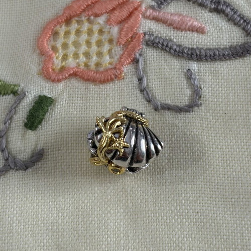 Pandora Ariel shell charm, gold and silver