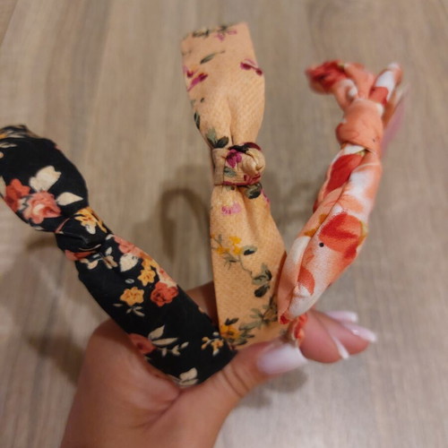 Fabric headbands set vintage style with decorative bow