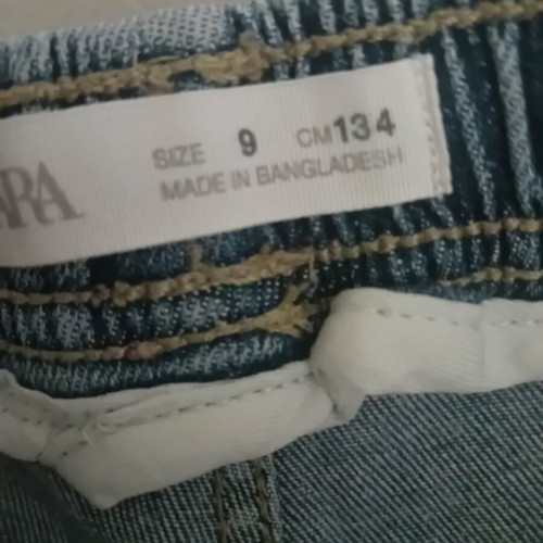 Zara cargo denim shorts used, elastic waist, adjustable cords, blue, size 134 cm