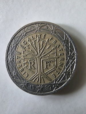 2 Euro Coin France 1999 used, Liberté Egalité Fraternité