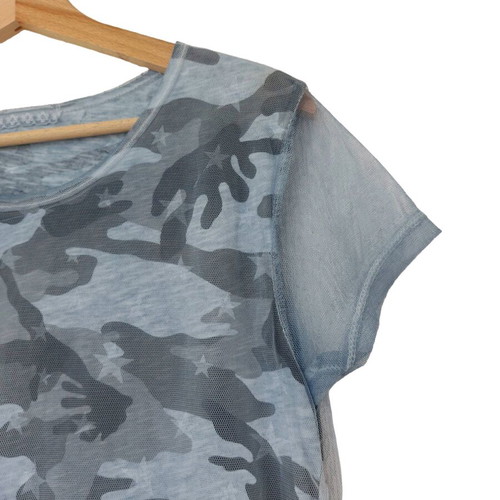 Women's cotton camo t-shirt new with mesh overlay small