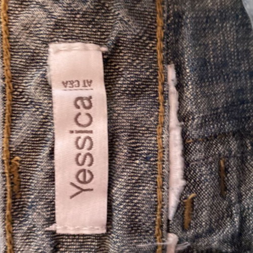 Vintage Y2K Denim Midi Skirt with Pleats and Decorative Stitching like new, blue