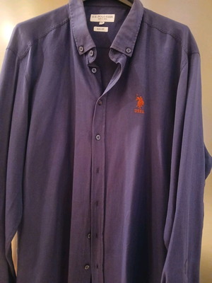 USPA.POLO men's linen shirt like new, blue, XXL
