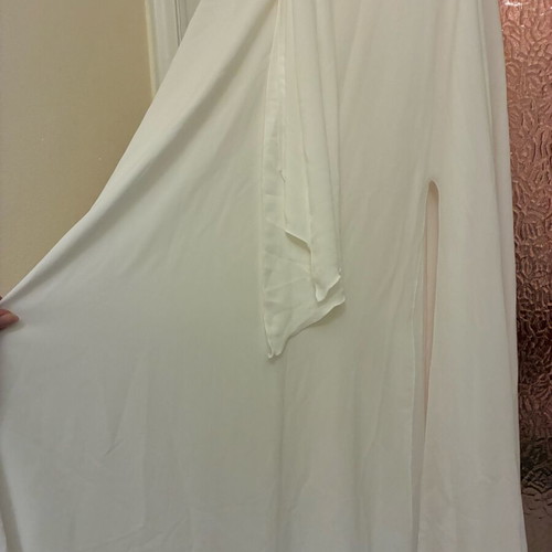 Long white skirt Lynne used with ribbons and side slit, size M