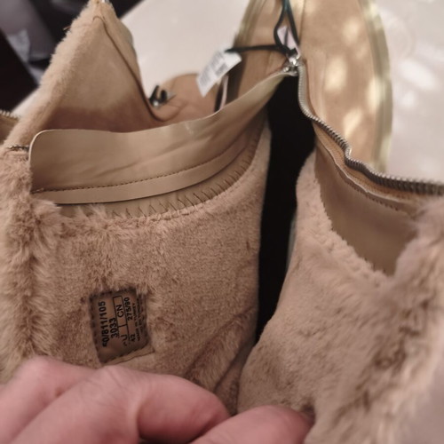 Zara women's boots with fur new, beige, size 42