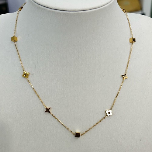 Stainless steel necklace thin gold color like new