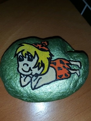 Decorative stone painted with tempera new
