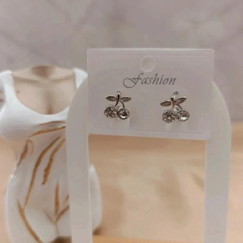 Cherry earrings new, silver color