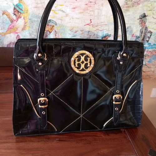 GIZIA leather black handbag new with gold details