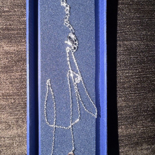 Swarovski necklace with double heart, silver and gold