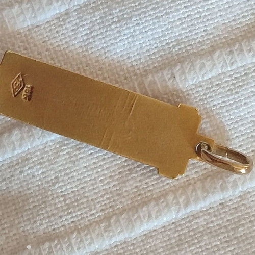 Gold cross pendant (Crucifix) 18K, INRI engraving