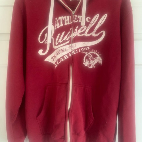 Russell Athletic burgundy hoodie jacket size L like new