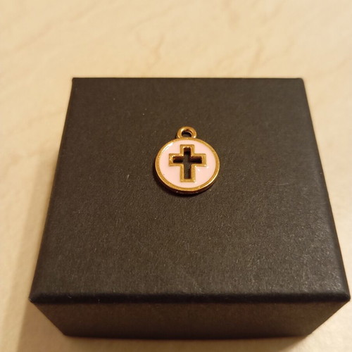 Cross charm like new, rose gold plated for necklace or bracelet