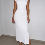 White mako dress like new with back opening, size M