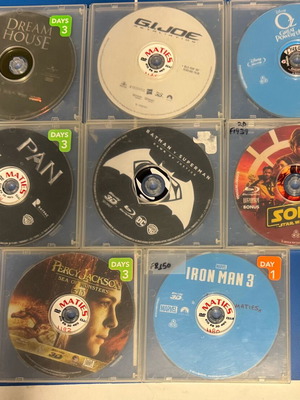 Blu-ray and DVD discs used, set of 7 Blu-ray and 1 DVD without covers