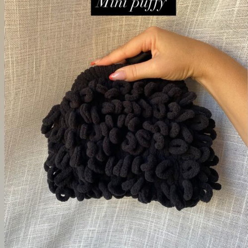 Mini puffy bag handmade, black