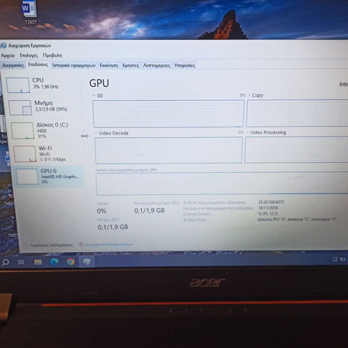 Acer Aspire 3 A315-51-38GT laptop used, i3-6006U, 4GB RAM, no HDD