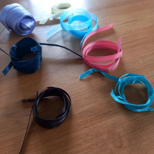 Assorted Shiny Synthetic Ribbons new, various colours and sizes