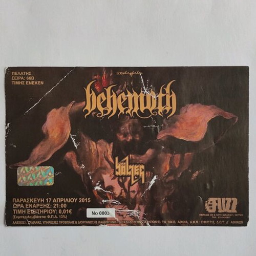 Behemoth ticket like new, concert 17/4/2015