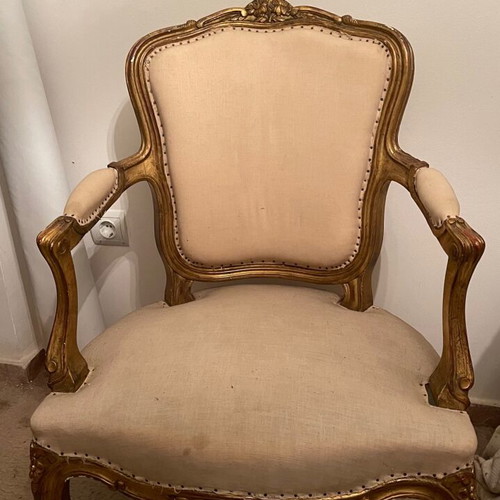 Set of 2 Louis XV armchairs used, over 100 years old