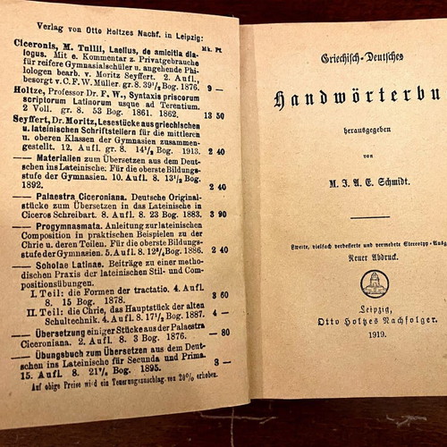 Greek-German dictionary used, Leipzig 1919 edition