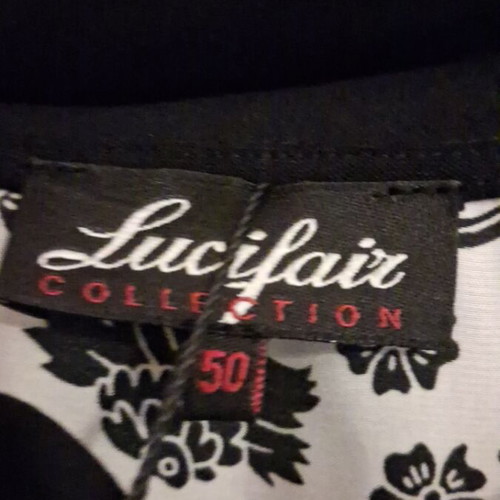 Vintage off shoulder dress Lucifair, like new, size 50, black multicolor