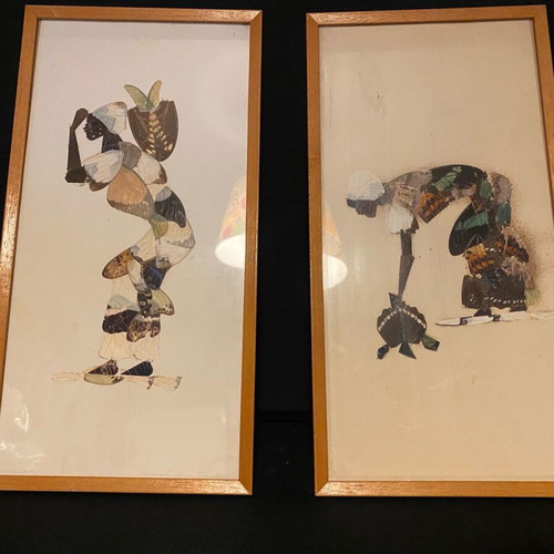 Framed butterfly wing art used, set of 2