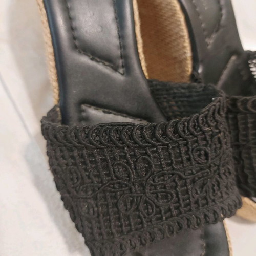 Platform sandals with knitted band black, comfortable, size 40