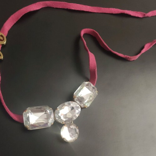 Dolce and Gabbana D&G pink suede leather necklace new