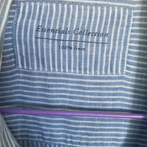 M&S Marks and Spencer women's linen shirt like new, white and blue, XXL