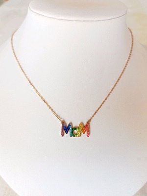 Mom Necklace multicolor, gold stainless steel