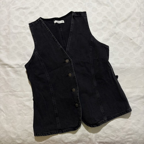 Mango denim vest black, size L, like new