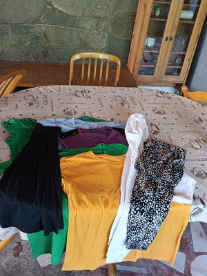 Girls' clothing set with 4 long-sleeve tops, skirt, pants and bust-length sweatshirt, large